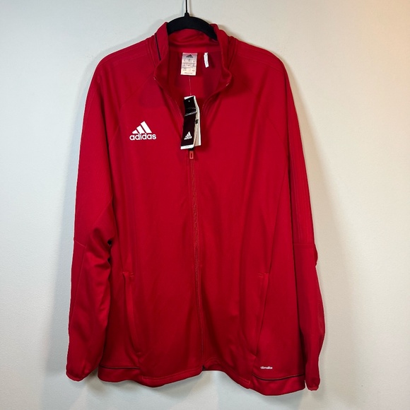 Adidas Mens Climalite Full Zip Training Track Jacket Red Thumbholes NEW Size XL - Picture 1 of 16